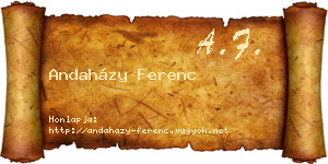 Andaházy Ferenc névjegykártya